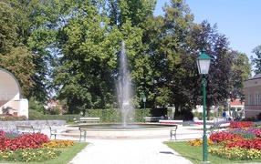 Fountain in the town of Bad Hall, Austria