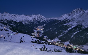 Night lights at the ski resort of Lech, Austria