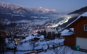 Night lights at the ski resort of Schladming, Austria