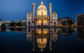 Ночной собор в городе Вена, Австрия