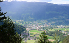 Панорама города на курорте Лиенц, Австрия