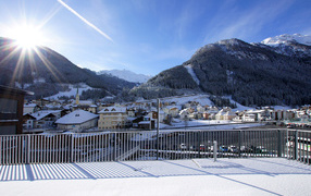 Панорама города на горнолыжном курорте Ишгль, Австрия