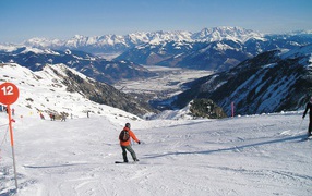Skiing in the resort of Zell am See, Austria