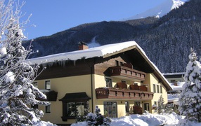 Snow-covered hotel in the resort of Bad Hofgastein, Austria