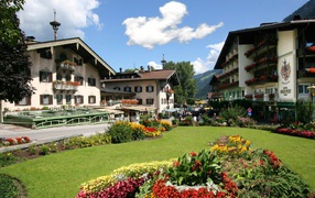 Летние цветы на горнолыжном курорте Майрхофен, Австрия