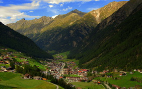 Летняя панорама на горнолыжном курорте Зёльден, Австрия