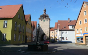 Центральная площадь в городе Лэнгенфельд, Австрия