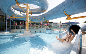 Tourism in the water park in the resort of Bad Loipersdorf, Austria