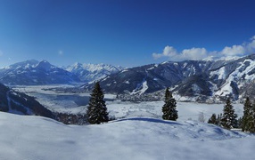 Winter landscape in the resort of Zell am See, Austria