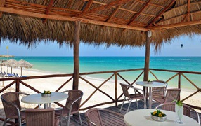Cafe on the beach in the resort of Cayo Coco, Cuba