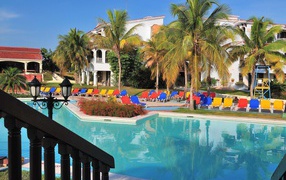 Hotels on the beach in the resort of Guardalavaca, Cuba