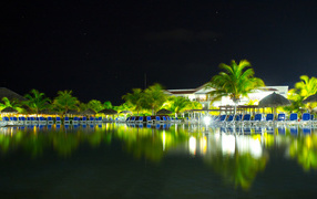 Night lights in the resort of Cayo Santa Maria, Cuba