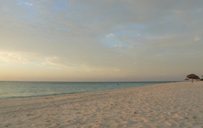 Sunset on the beach in the resort of Guardalavaca, Cuba