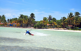 Water skiing at the resort of Cayo Guillermo, Cuba