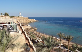 Autumn holiday on the beach in the resort of Sharm El Sheikh, Egypt