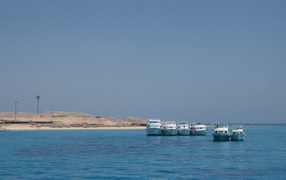 Boat off the coast of the resort of Hurghada, Egypt
