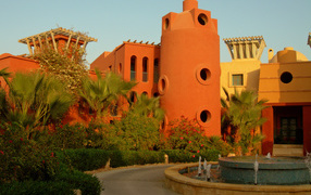 Building with a tower in the resort of El Gouna, Egypt