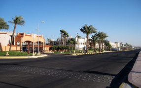 Coastal street in the resort of Hurghada, Egypt