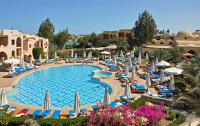 Hotel swimming pool in the resort of El Gouna, Egypt