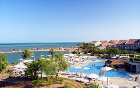 Hotels on the beach in the resort of El Gouna, Egypt