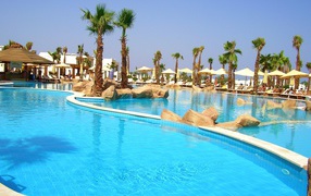 Hotels on the beach in the resort of Sharm El Sheikh, Egypt