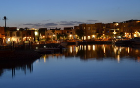 Night at the resort town of El Gouna, Egypt