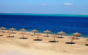 Parasols at the resort of Hurghada, Egypt