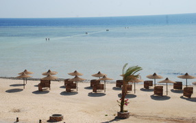 Parasols on the resort of Marsa Alam, Egypt