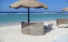 Relax on the beach in the resort of El Quseir, Egypt