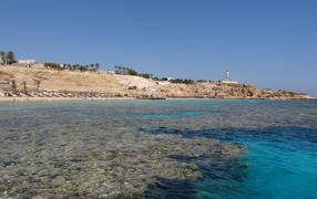 Rocky shore in the resort of Sharm el Sheikh, Egypt