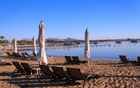 Spring vacation on the beach in the resort of Sharm El Sheikh, Egypt