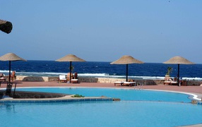 The hotel swimming pool in the resort of El Quseir, Egypt