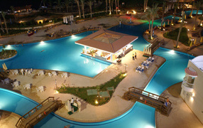 Вид из окна отеля на курорте Хургада, Египет