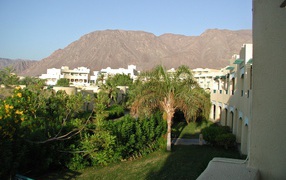 The view from the hotel window in the resort of Taba, Egypt
