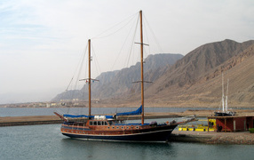 Yacht off the coast of the resort of Taba, Egypt