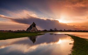 Church at sunset in England
