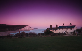 Seven Sisters Country Park in England, after sunset
