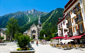 Площадь на курорте Шамони, Франция