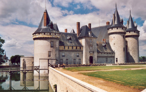 Area in front of the castle in the Loire, France