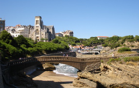 Bridge on the promenade in the resort of Biarritz, France