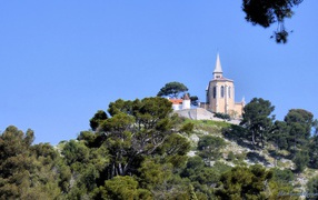 Church on the hill in the center of Marseille, France