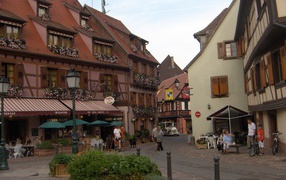 Городская площадь в Эльзасе, Франция