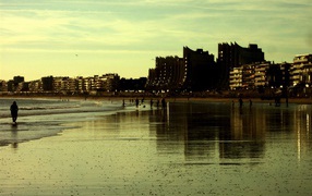 Evening at the beach in the resort of La Baule, France