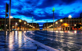 Evening lights in Nice, France
