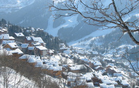 House on the slope in the ski resort of Meribel, France