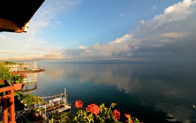 Lake in the resort of Evian, France