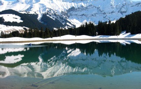 Lake in the ski resort of Megeve, France