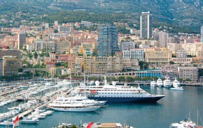 Luxury yachts in the harbor in Monte Carlo, France
