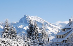 Mountains in the ski resort of Megeve, France