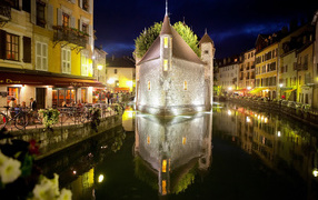 Night lights in Annecy, France